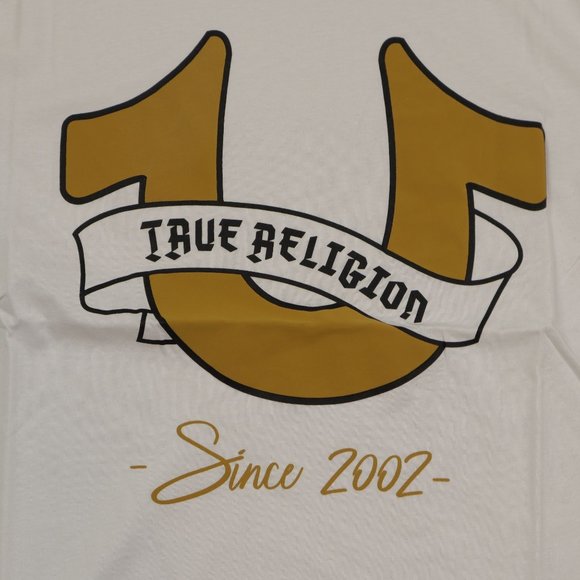 True Religion white short sleeve t-shirt with khaki front graphic - Picture 2 of 4